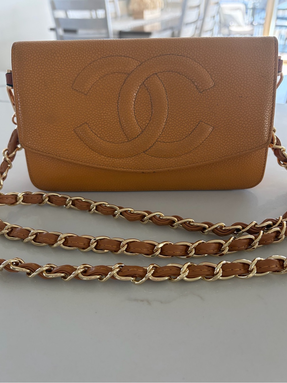 CHANEL Timeless CC Caviar Leather Clutch Wallet + Added WOC Chain Shoulder Bag